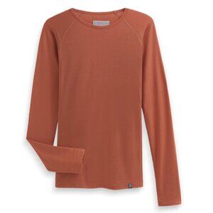 Ibex Woolies Tech Merino Wool Baselayer Long Sleeve Orange Shirt Top Size Medium